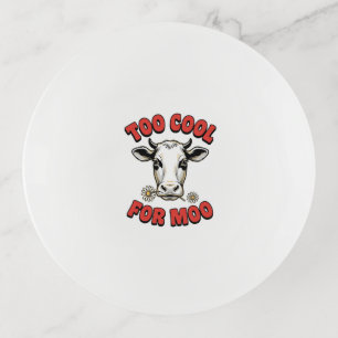 Too Cool For Moo Funny Cow Vintage Shirt Design_1 Trinket Tray