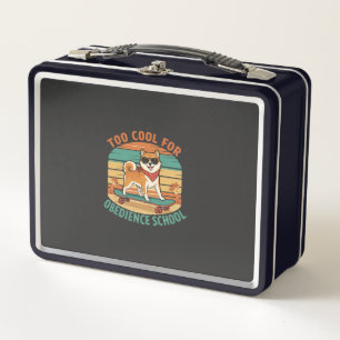 Too Cool for Obedience School Dog Skateboard Metal Lunch Box