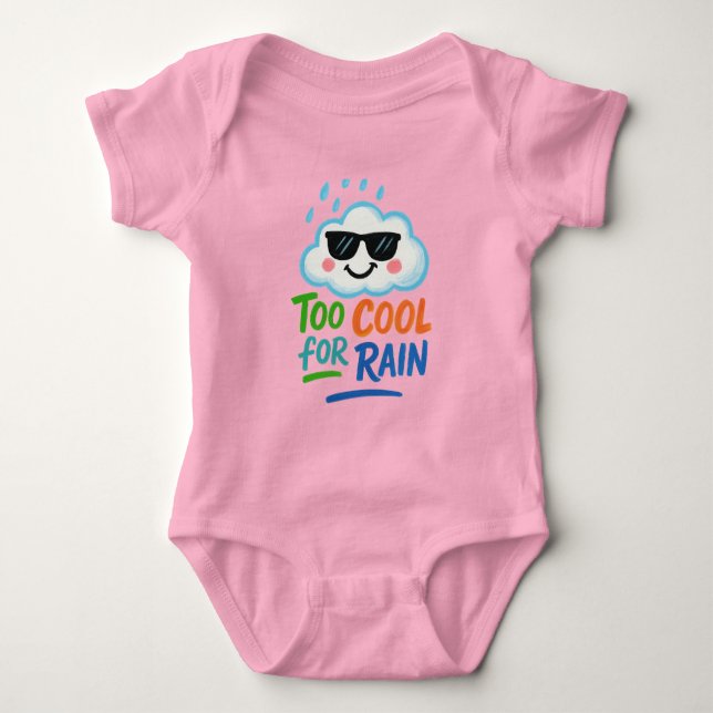 Too Cool for Rain | Cute Cloud Baby Bodysuit (Front)
