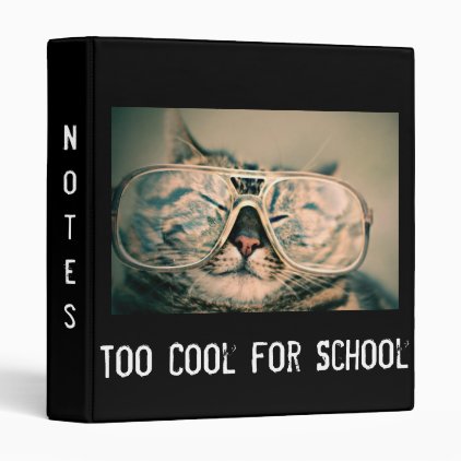 Too Cool for School Cat Custom Color/Name Binder