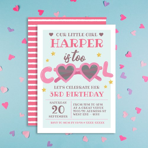 Too Cool Girls Birthday Party Invitation