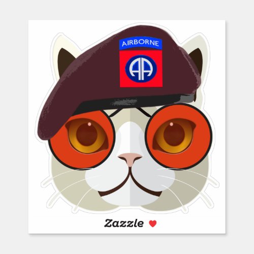 Too Cool Paratrooper Cat Sticker