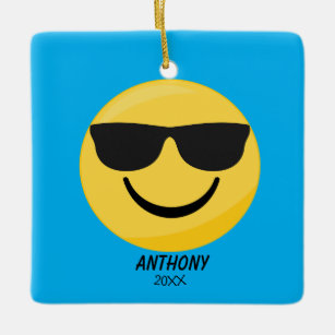 Too Cool Sunglasses Emoji Personalized Ornament
