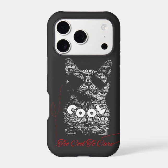 Too Cool To Care Cat Typography Case-Mate iPhone Case (Back)