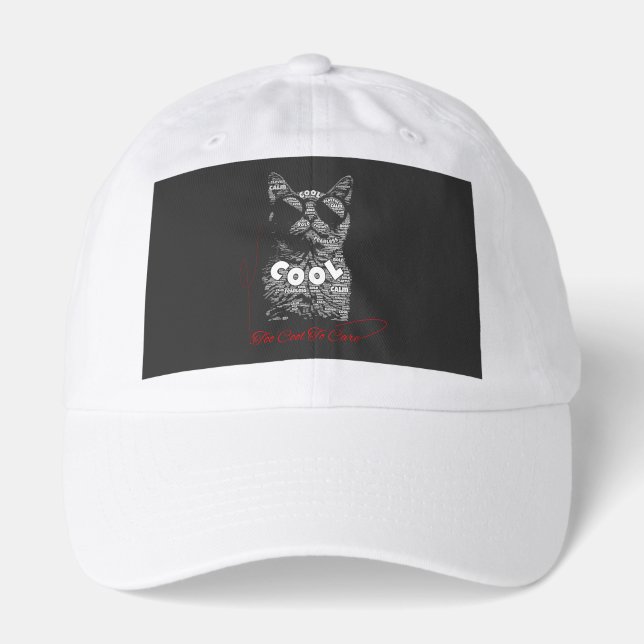 Too Cool To Care Cat Typography Hat (Front)