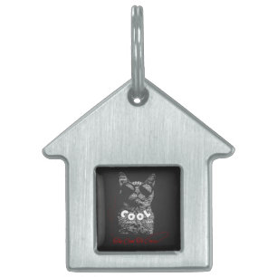 Too Cool To Care Cat Typography Pet ID Tag