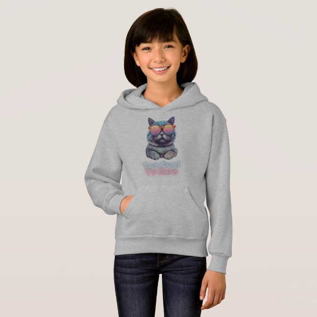 Too Cool to Care | Stylish Chill Cat Hoodie (Front Full)