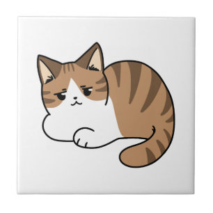 Too Cool to Care, Too Lazy to Move – Relaxing Cat Ceramic Tile