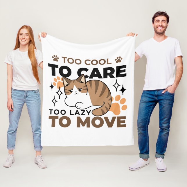 Too Cool to Care, Too Lazy to Move – Relaxing Cat  Fleece Blanket (In Situ)