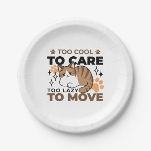 Too Cool to Care, Too Lazy to Move – Relaxing Cat Paper Plates