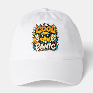 Too Cool To Panic Funny Smiley Graphic Design Hat