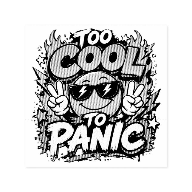 Too Cool To Panic Funny Smiley Graphic Design Self-inking Stamp (Design)