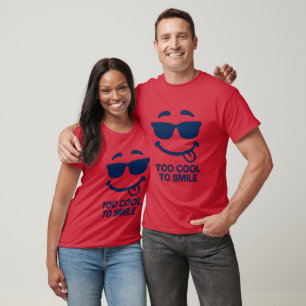 Too Cool to Smile – Funny Minimal Face T-Shirt