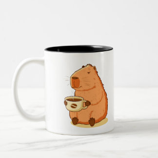 Too Cozy to Care Capybara Coffee T-Shirt | Cute Co Two-Tone Coffee Mug
