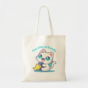 Too Cute Kawaii Anim Cat & Fish Tote Bag