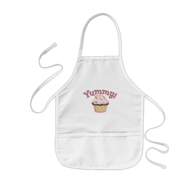 Too cute kids apron-yummy with cupcake kids' apron (Front)