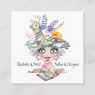 Too Cute Lady Professional  Square Business Card