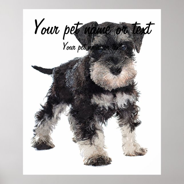 Too Cute Puppy Miniature Schnauzer Dog Poster (Front)