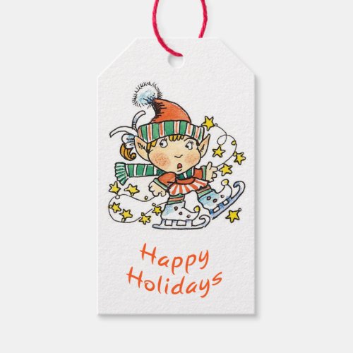 Too Cute Retro Christmas Elves Gift Tags