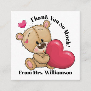 Too Cute Teddy Bear Thank You - See Back - Square Business Card