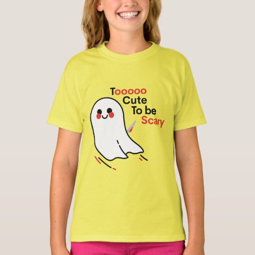 too cute to be Scary spooky kids casper halloween T_Shirt