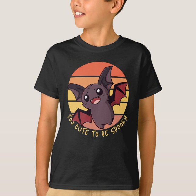 Too Cute to be Spooky Funny Bat T-Shirt (Front)