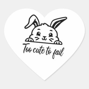 Too cute to fail heart sticker