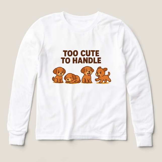 Too Cute to Handle – Adorable Puppy Cartoon Design Tri-Blend Shirts (Design Front)