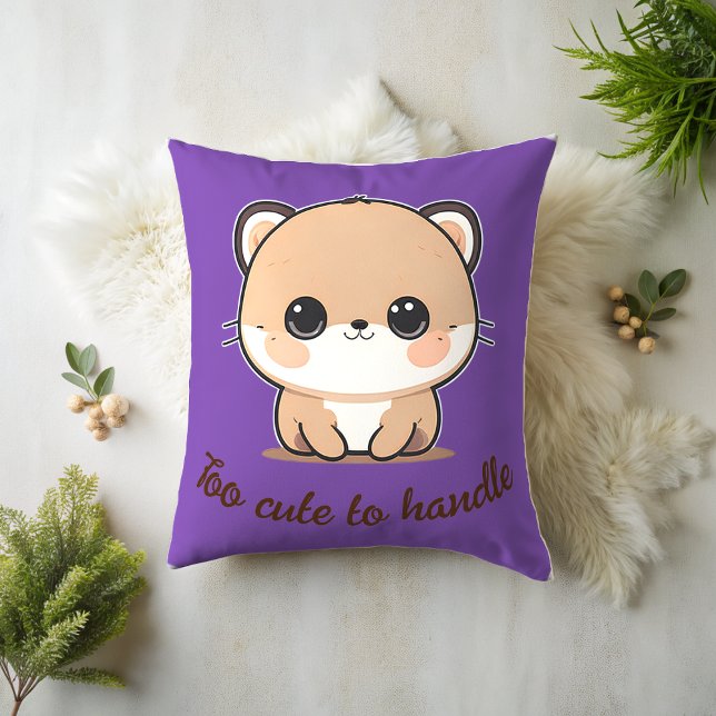 Too cute to handle  throw pillow (Creator Uploaded)