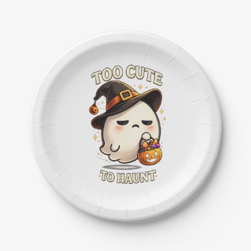 Too Cute To Haunt Ghost Witch Halloween Art Paper Plates