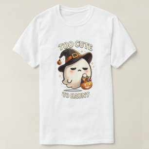Too Cute To Haunt Ghost Witch Halloween Art T-Shirt