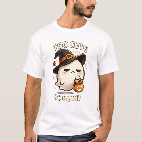 Too Cute To Haunt Ghost Witch Halloween Art T-Shirt