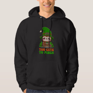 Too Cute to Pinch St Patricks Day Sloth Gnome Lepr Hoodie