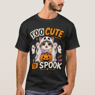 Too Cute to Spook – Adorable Halloween Ghost Cat C T-Shirt
