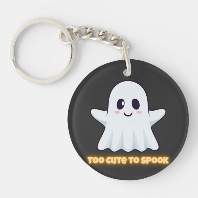 Too Cute To Spook – Adorable Kawaii Ghost Hallowee Keychain (Front)