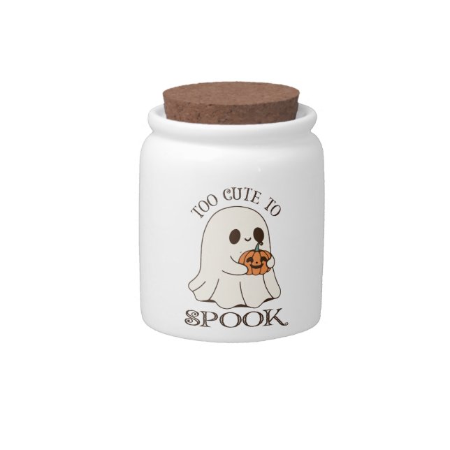 Too Cute To Spook | Aesthetic Halloween Candy Jar (Front)