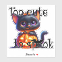Too Cute to Spook Black Kitten with Carved Pumpkin