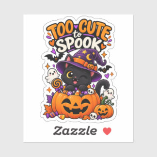 Too Cute to Spook Cute Black Cat Halloween Sticker