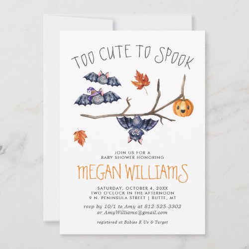 Too Cute to Spook  Cute Little Bats Baby Shower