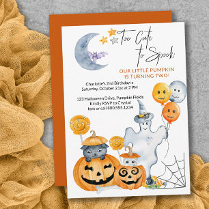 Too Cute to Spook Fun Halloween Birthday Party Invitation