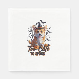 Too Cute To Spook Funny Halloween Dog Corgi T shir Napkins