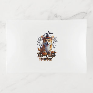 Too Cute To Spook Funny Halloween Dog Corgi T shir Trinket Tray