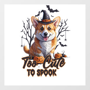 Too Cute To Spook Funny Halloween Dog Corgi T shir Wall Decal