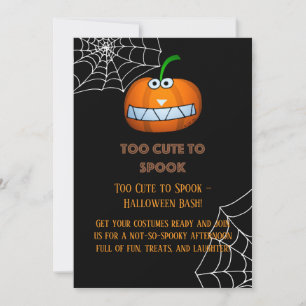 Too Cute to Spook Funny Halloween Pumpkin Art Invitation