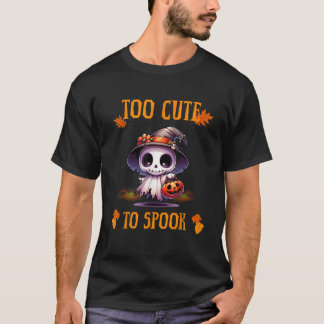 Too cute to spook Funny Skeleton and Pumpkin Hallo T-Shirt