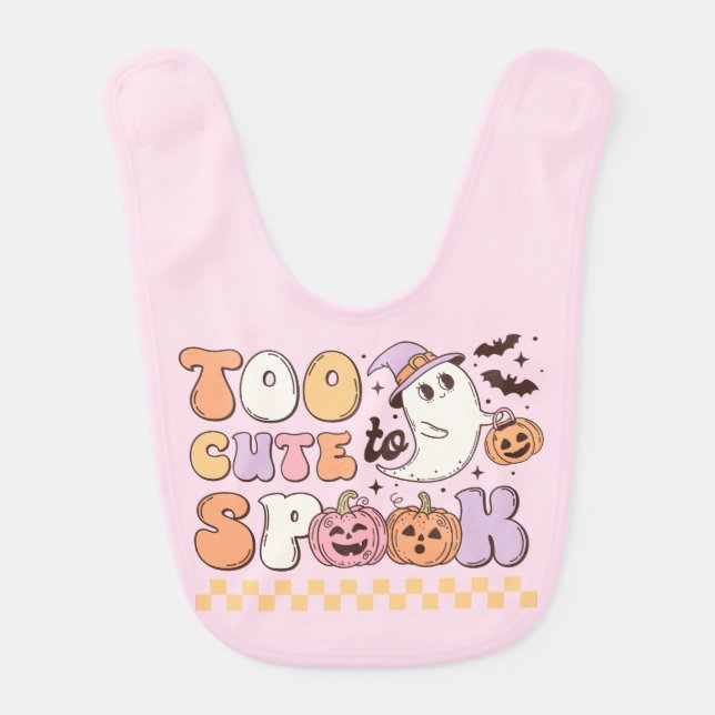 Too Cute to Spook Halloween Baby Bib (Front)