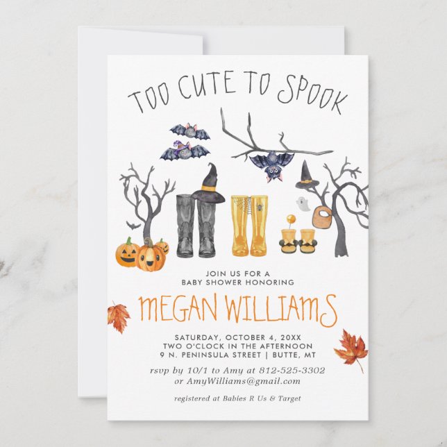 Too Cute to Spook | Halloween Baby Shower (Front)