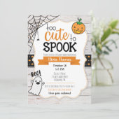 Too Cute to Spook Halloween Baby Shower Invitation (Standing Front)