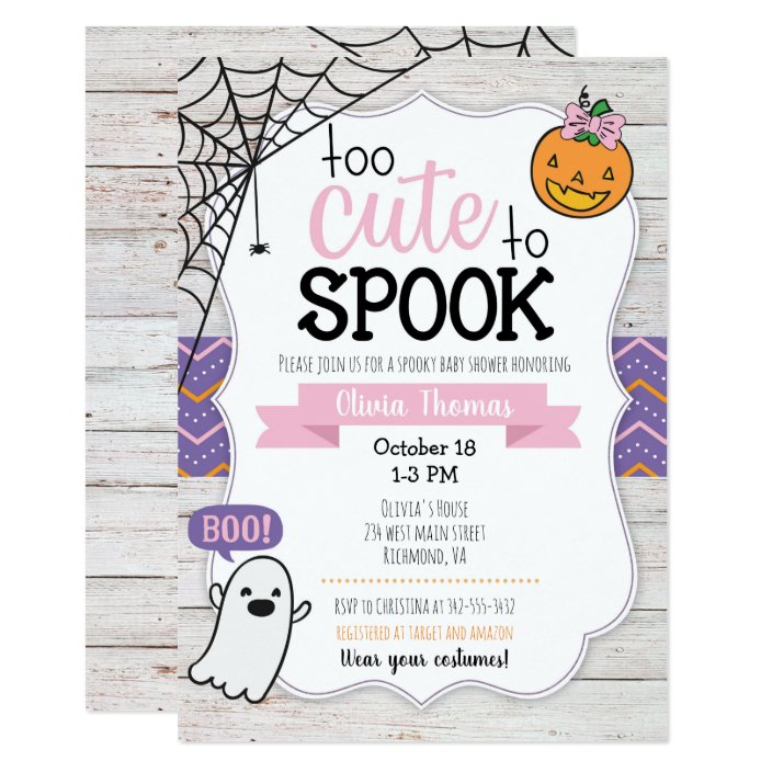 too cute to spook halloween baby shower invitation  zazzle