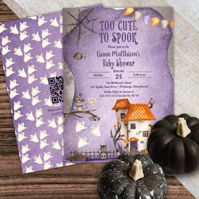 Too Cute to Spook Halloween Baby Shower QR Invitation (Creator Uploaded)